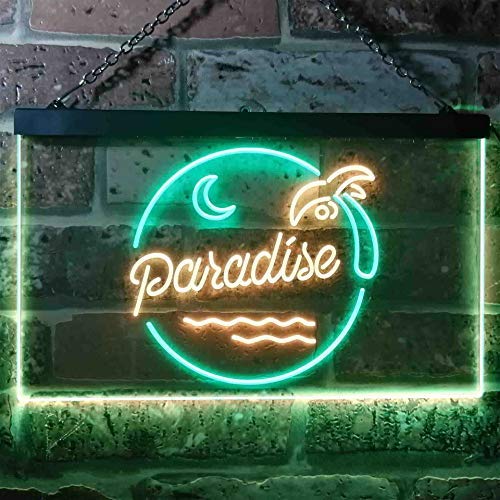 Beach Palm Tree Paradise Dual LED Neon Light Sign